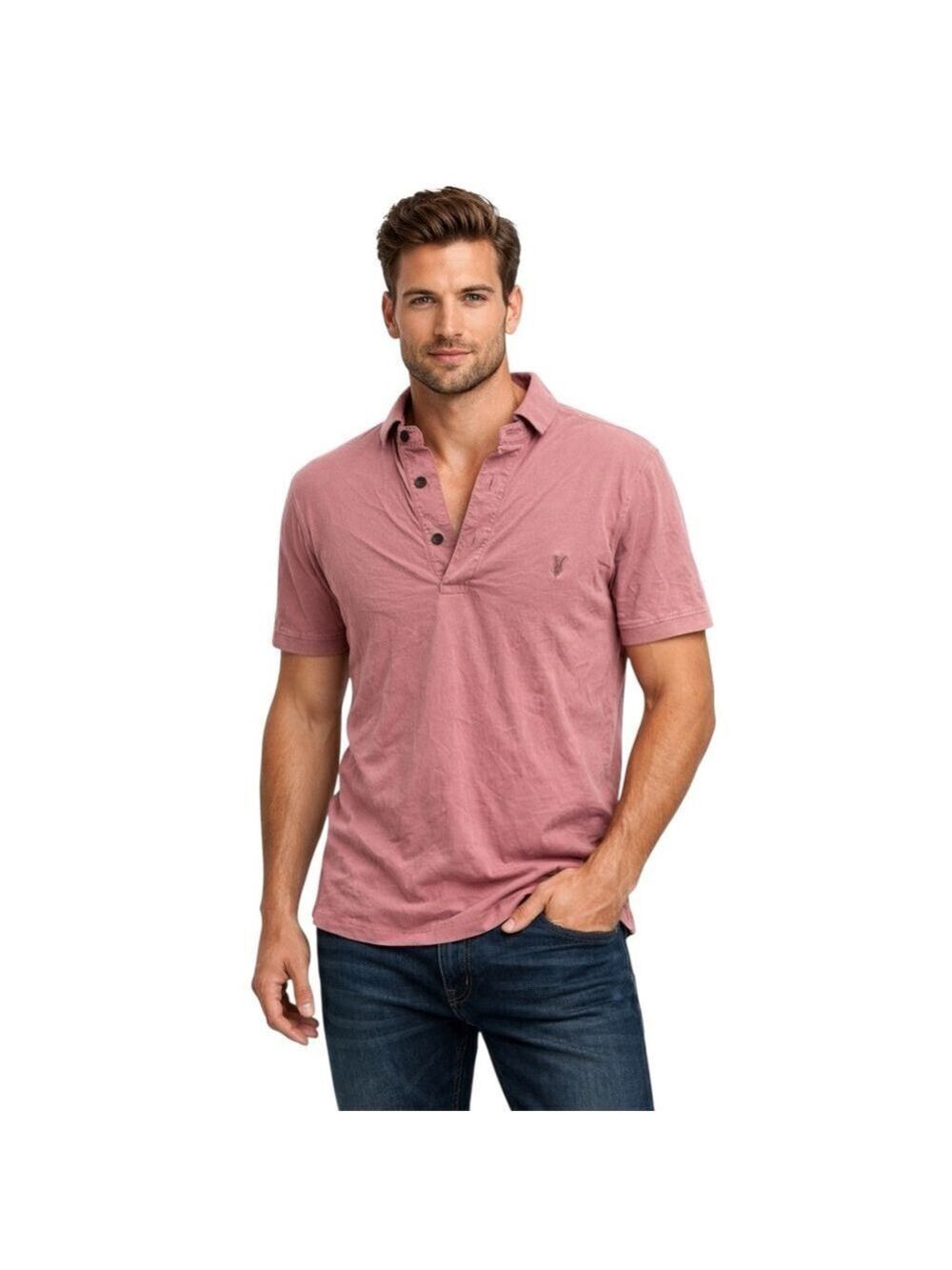 AllSaints Pink Polo Shirt Large
